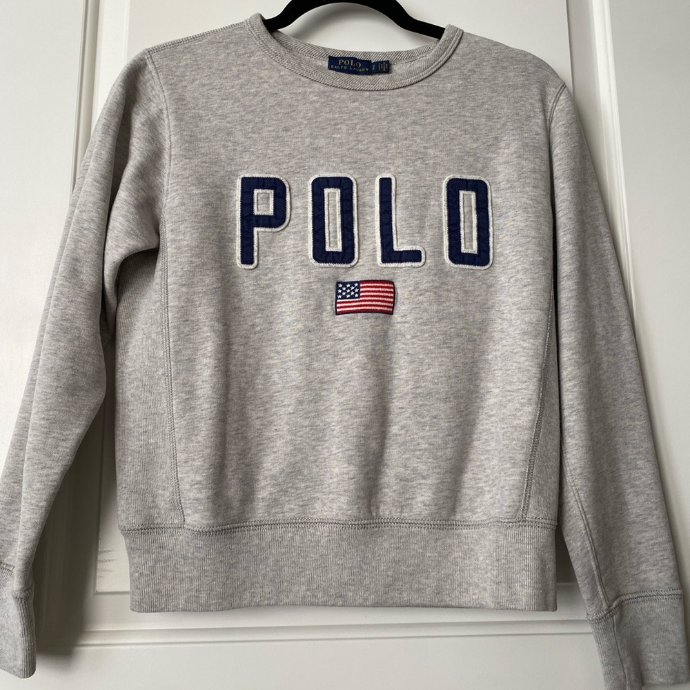 Polo Ralph Lauren Sweatshirt in Gray with Embroidered flag